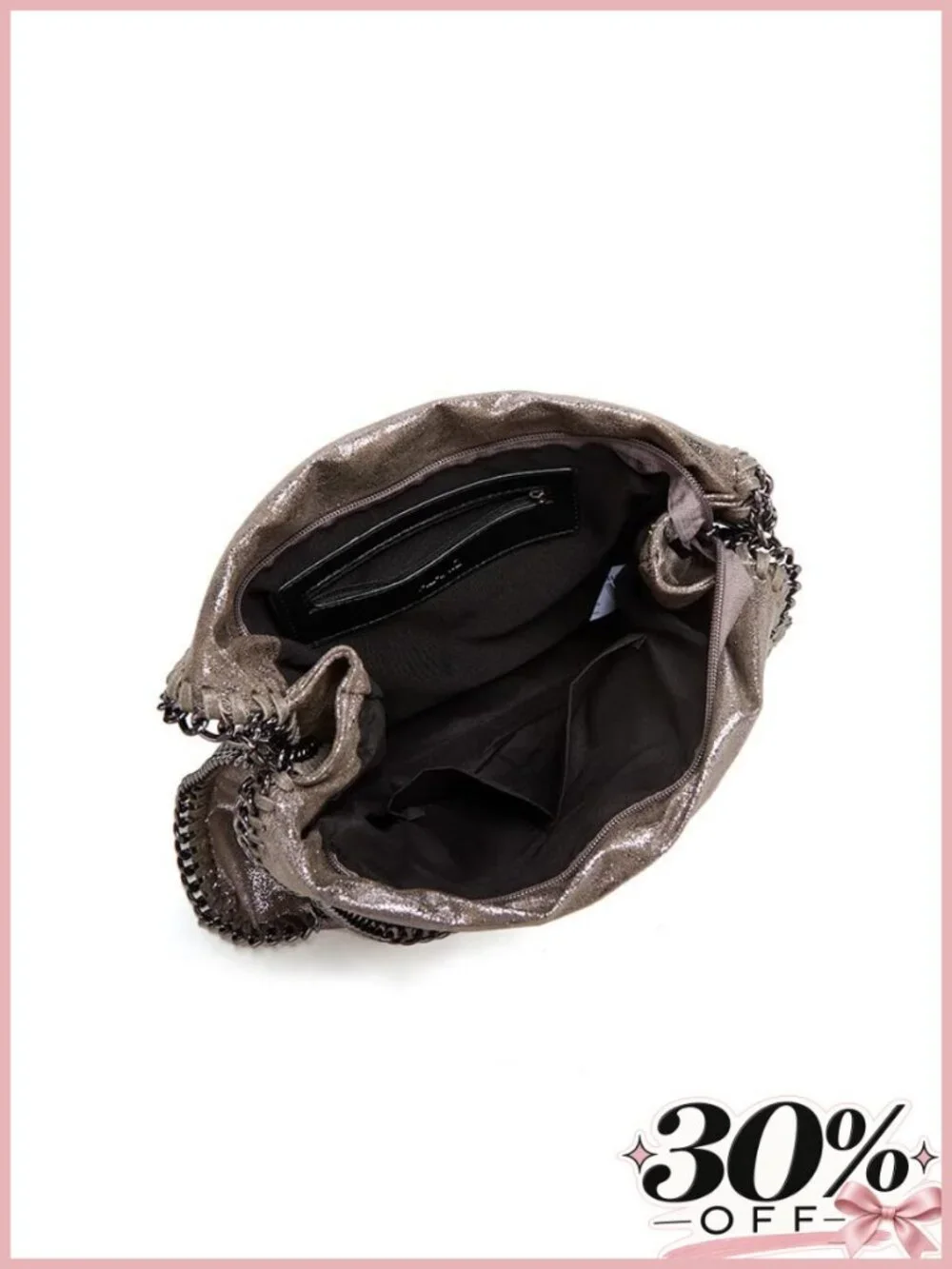 Faux Leather Hobo Bag Chain Strap Crossbody Shoulder Handbag